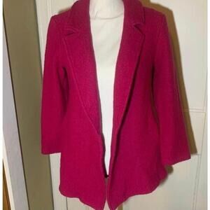 Beautiful Pink Magenta Open Front Rachel Zoe Wool Trench Coat Jacket Size Small